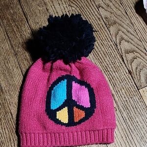 Vibrant Pink Peace Sign Kids Beanie